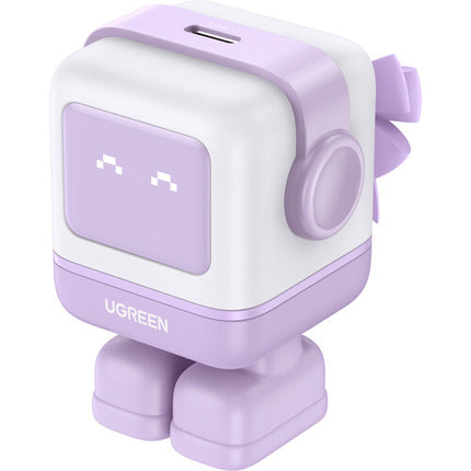 UGREEN Uno cargador USB-C 30W diseño robot púrpura con pantalla LED