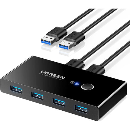 UGREEN Switch USB-A 3.0 4 Puertos 5 Gb/s con Protección IP55 y Cable USB-A