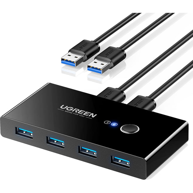 UGREEN Switch USB-A 3.0 4 Puertos 5 Gb/s con Protección IP55 y Cable USB-A