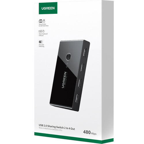 UGREEN Interruptor USB-A 2.0 con 4 Puertos 480 Mb/s LED IP54