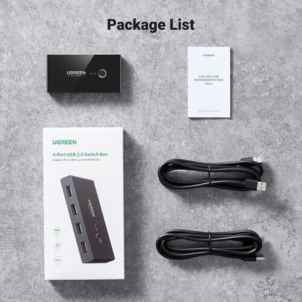 UGREEN Interruptor USB-A 2.0 con 4 Puertos 480 Mb/s LED IP54