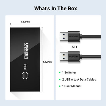 UGREEN Interruptor USB-A 2.0 con 4 Puertos 480 Mb/s LED IP54