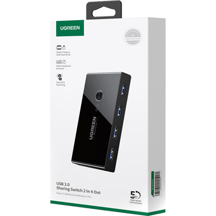 UGREEN Switch USB-A 3.0 4 Puertos 5 Gb/s con Protección IP55 y Cable USB-A