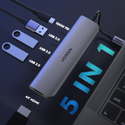 UGREEN USB-C a HDMI Hub con 1 HDMI 3 USB-A y carga USB-C 100W