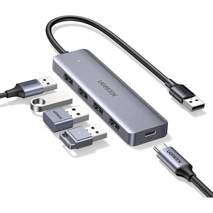 UGREEN Hub USB 3.0 de 4 Puertos con Cable Integrado y Aluminio