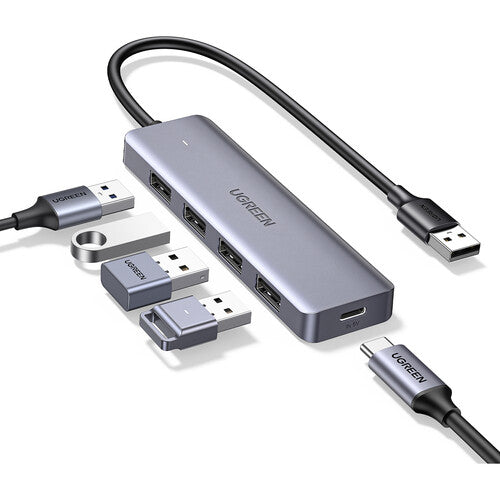 UGREEN Hub USB 3.0 de 4 Puertos con Cable Integrado y Aluminio