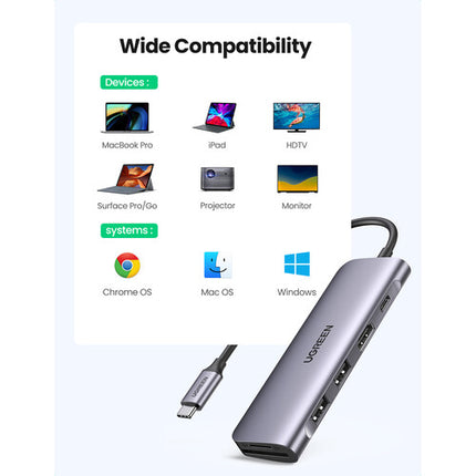 UGREEN USB-C Adaptador Multifuncional 6 en 1 HDMI USB 3.1 Gen 1 100W