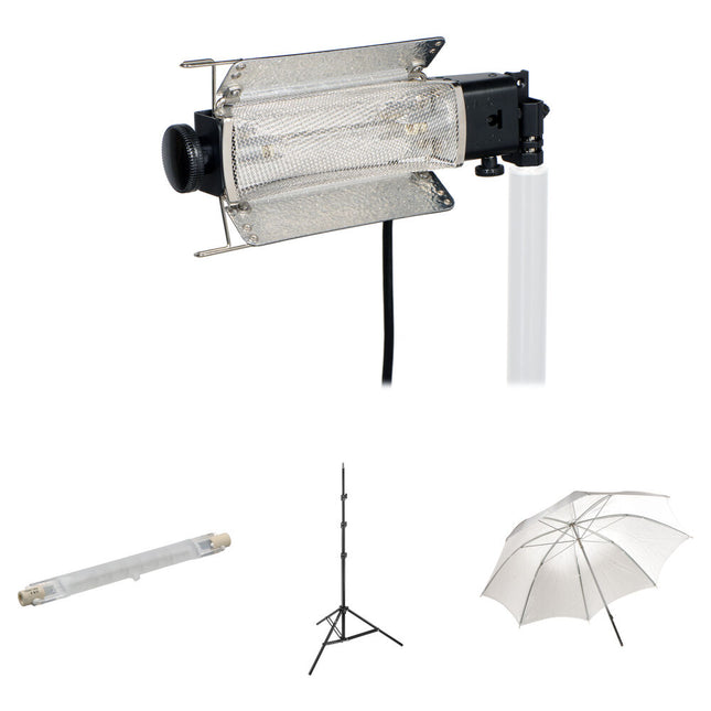 Lowel Tota-Light Kit de Luz Tungsteno 750W Umbrella 27" y Soporte 8'