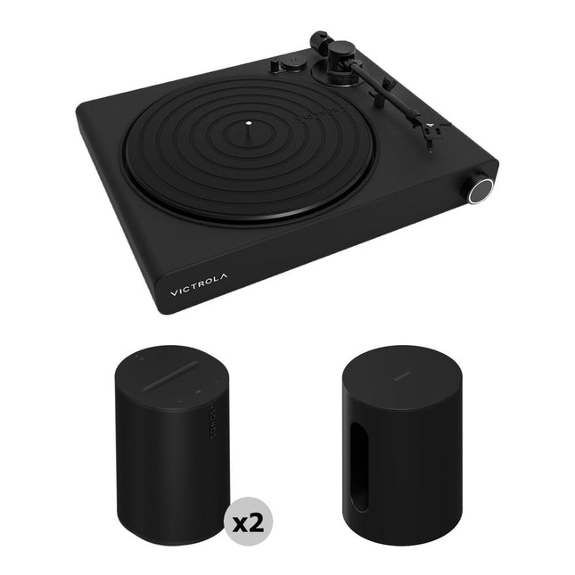 Victrola Stream Onyx Tocadiscos Manual 33 1/3 y 45 rpm con Sonos ERA 100 y Sub Mini