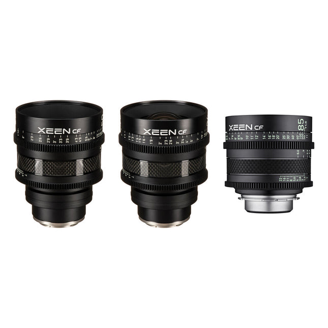 Rokinon XEEN CF Kit de 3 lentes cine Sony E Montura 24 50 85mm T1.5 Carbono