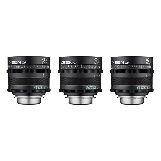 Rokinon XEEN CF Kit de 3 Lentes Cine PL 24 50 85mm T1.5 Carbono