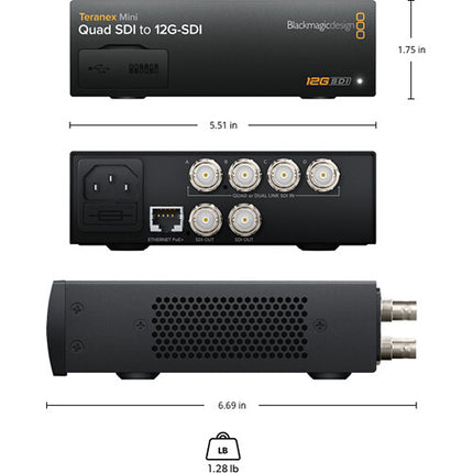 Blackmagic Design Teranex Mini Quad SDI a SDI 12G Convertidor 4K UHD 24-bit 48kHz
