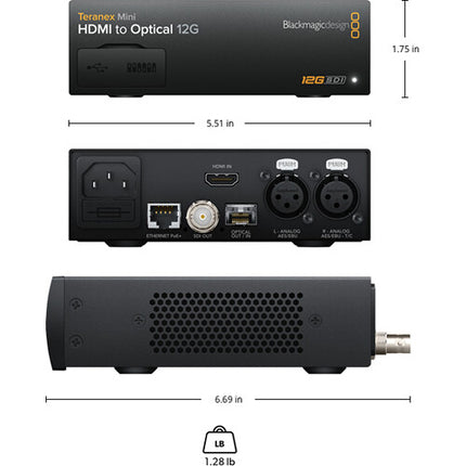 Blackmagic Design Teranex Mini Convertidor HDMI a Óptico 12G 4K60p Rack-mount