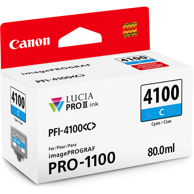 Canon PFI-4100 Tinta Pigmentada Cian 80mL para imagePROGRAF PRO-1100