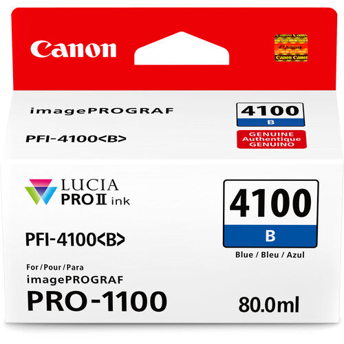 Canon PFI-4100 Tanque de Tinta Pigmentada Azul 80mL para imagePROGRAF PRO-1100