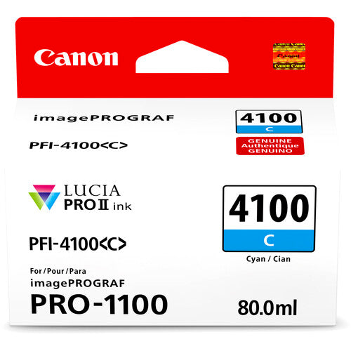 Canon PFI-4100 Tinta Pigmentada Cian 80mL para imagePROGRAF PRO-1100