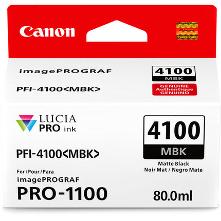 Canon PFI-4100 Tanque de Tinta Pigmentada Negro Mate 80mL para imagePROGRAF PRO-1100