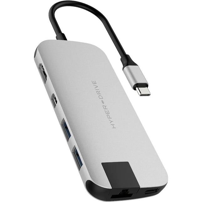 HYPER HyperDrive SLIM Hub USB-C 8 en 1 Plata 60W HDMI 4K 30Hz