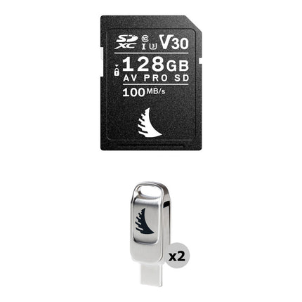 Angelbird 128GB AV Pro Tarjeta SDXC UHS-I 100MB/s con 2 Flash Drives USB-C y USB-A