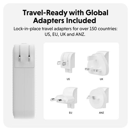 HYPER HyperJuice Cargador de Viaje USB GaN 145W 4 Puertos con Adaptadores Globales