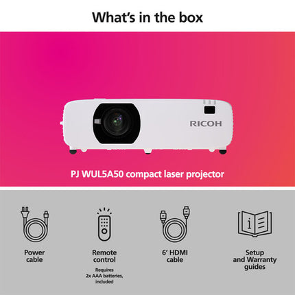 Ricoh PJ-WUL5A50 Proyector Láser 3LCD WUXGA 5200 Lúmenes 16W Altavoz