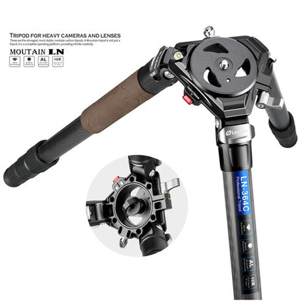 Leofoto LN-364C Trípode Fibra de Carbono 77 lb 64.4" con Base Niveladora YB-75LK