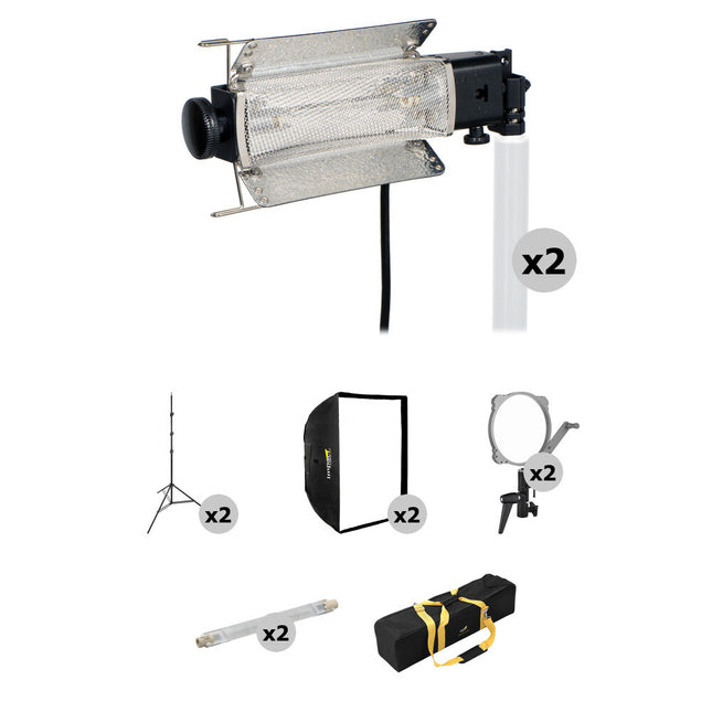Lowel Tota-Light Kit de 2 luces con 750W y softboxes 40x40 cm