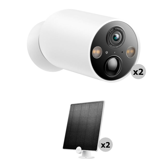 TP-Link Tapo C425 Cámara de Seguridad 2560x1440 30fps con Panel Solar A200 Pack 2