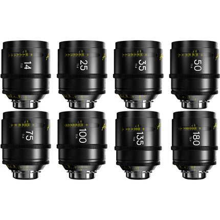DZOFilm Arles FFVV Juego de 8 lentes cine 14-180mm T1.4-2.4 con estuche rígido