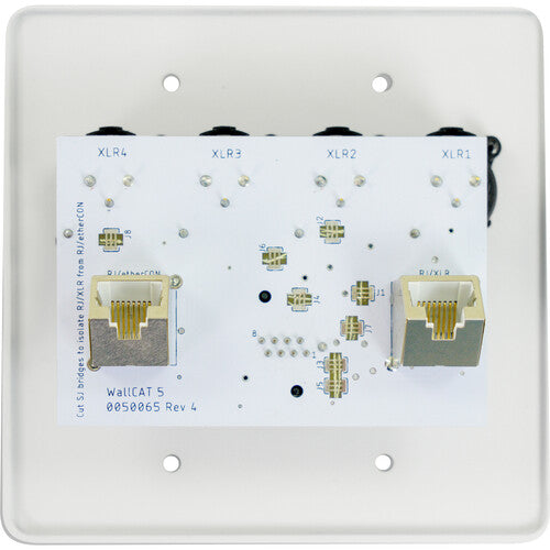 SoundTools WallCat 5 XLR Audio sobre Cat5 con 4 conectores XLR y EtherCon blanco