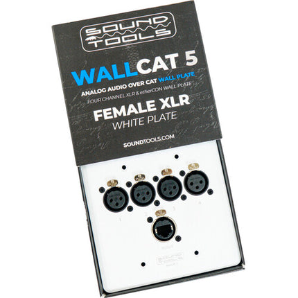SoundTools WallCat 5 XLR Audio sobre Cat5 con 4 conectores XLR y EtherCon blanco