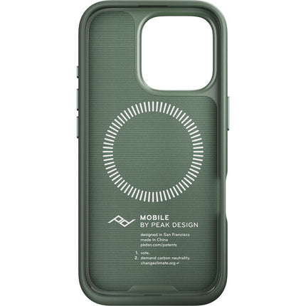Funda para iPhone 16 Pro Peak Design Mobile Everyday con conexión magnética y aluminio anodizado Sage