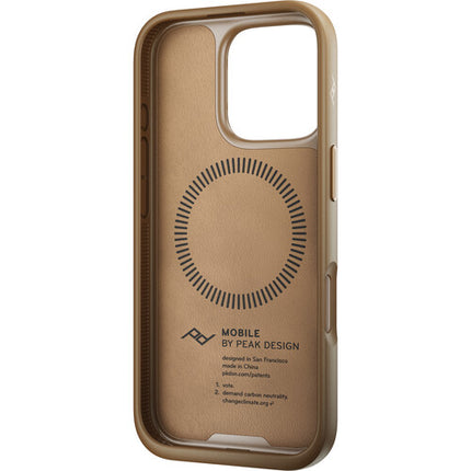 Funda Peak Design Mobile Everyday Clarino para iPhone 16 Pro Perfil Slim 0.1" y Conector SlimLink Magnético Tan
