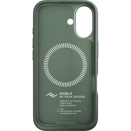 Peak Design Mobile Everyday Funda para iPhone 16 Verde Sage con Conector SlimLink Magnético