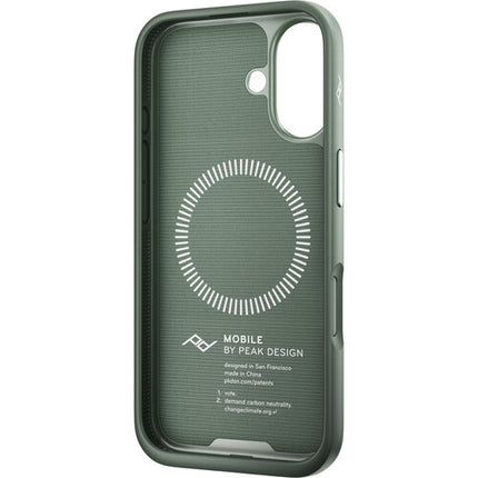 Peak Design Mobile Everyday Funda para iPhone 16 Verde Sage con Conector SlimLink Magnético