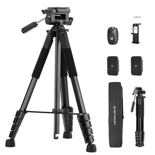 K&F Concept M305A3 Trípode Vlog Carga 8.8 lb Altura 74.8" incluye Control Remoto