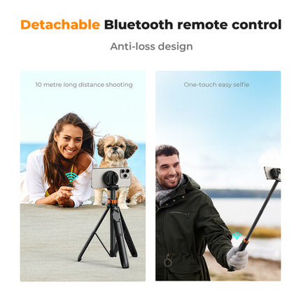 K&F Concept MS19 Palo Selfie Magnético Trípode Altura 42 a 159 cm Bluetooth Desmontable