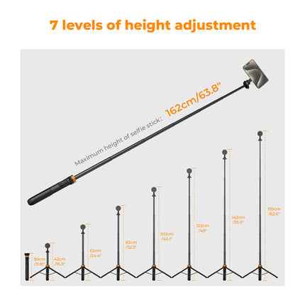 K&F Concept MS19 Palo Selfie Magnético Trípode Altura 42 a 159 cm Bluetooth Desmontable