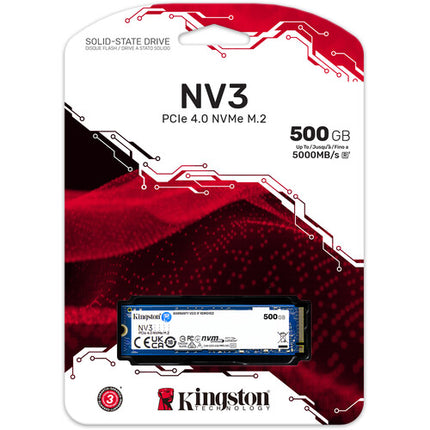 Kingston 500GB NV3 NVMe M.2 PCIe 4.0 SSD 5000MBs lectura 3000MBs escritura
