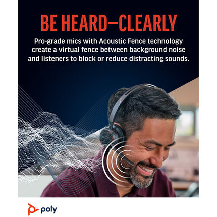 Poly Voyager Focus 2 UC Auricular Bluetooth Estéreo 25 Horas Batería con Base de Carga