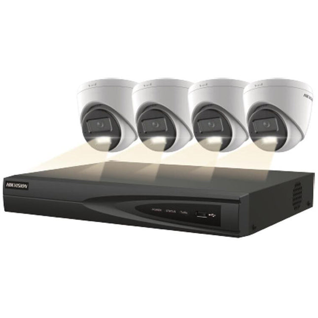 Hikvision EKI-K42T44H Kit NVR 4 Canales 8MP con HDD 2TB y 4 Cámaras Turret 4MP Visión Nocturna