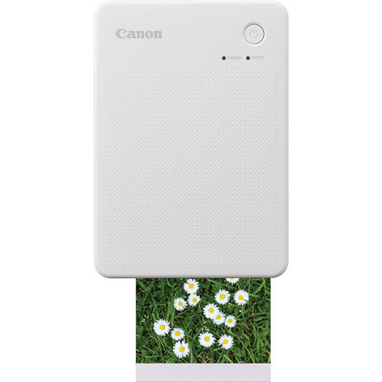 Impresora fotográfica compacta Canon SELPHY QX20 blanca con batería recargable y resolución 287 x 287 dpi