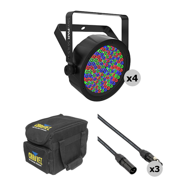 CHAUVET DJ SlimPAR 56 RGB ILS Luz LED PAR Wash Kit 108 LEDs Ángulo 14° 4 piezas