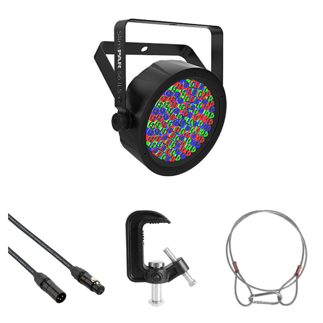 CHAUVET DJ SlimPAR 56 RGB ILS Luz LED para lavado 108 LEDs 14° Haz Kit completo