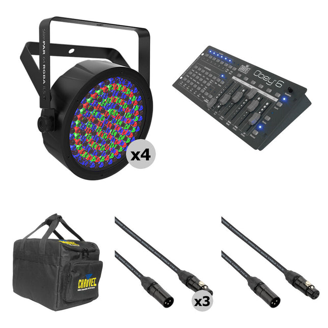 CHAUVET DJ SlimPAR 64 RGBA ILS Luz LED PAR Wash 180 LEDs 15° Ángulo Kit completo