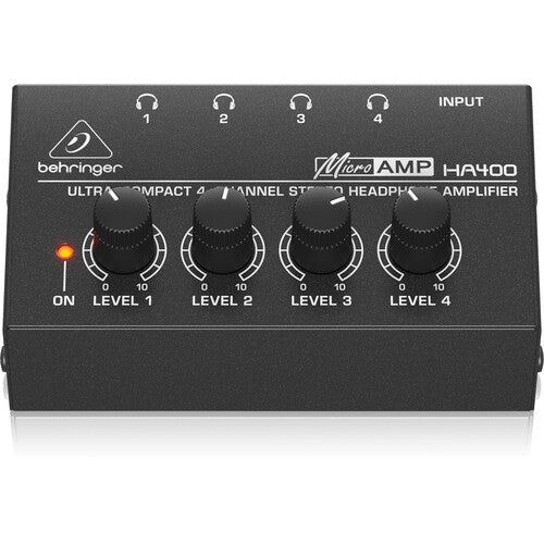 Behringer MicroAMP HA400 Amplificador de Auriculares 4 Canales Estéreo Compacto AC