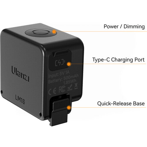 Ulanzi LM18 Mini Luz LED Diaria 120 Lux Batería 8 Horas IPX5 para DJI Osmo