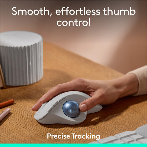 Logitech Ergo M575S Ratón Trackball Inalámbrico Bluetooth 2000 dpi Off-White