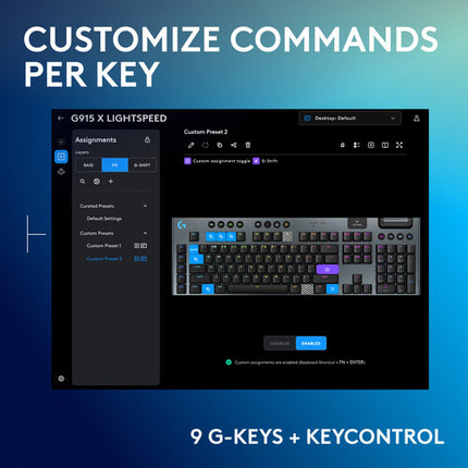 Logitech G G915 X LIGHTSPEED Teclado mecánico inalámbrico RGB Bluetooth Carbon