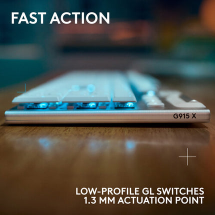 Logitech G G915 X LIGHTSPEED Teclado Mecánico Gamer Inalámbrico RGB Blanco GL Táctil Bluetooth USB-C